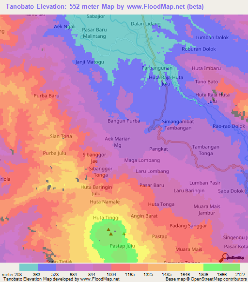 Tanobato,Indonesia Elevation Map