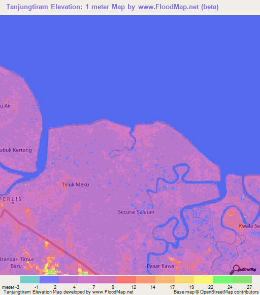 Tanjungtiram,Indonesia Elevation Map