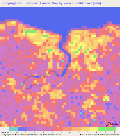 Tanjungtiram,Indonesia Elevation Map