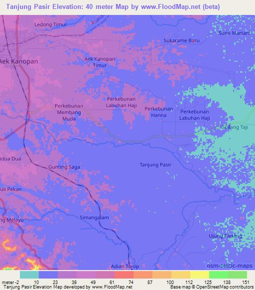 Tanjung Pasir,Indonesia Elevation Map