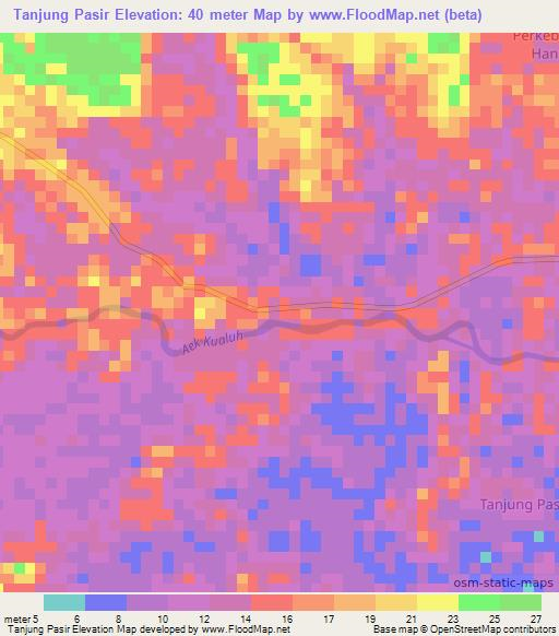 Tanjung Pasir,Indonesia Elevation Map