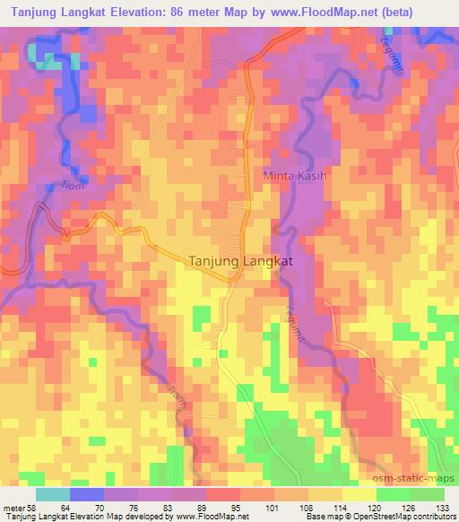 Tanjung Langkat,Indonesia Elevation Map