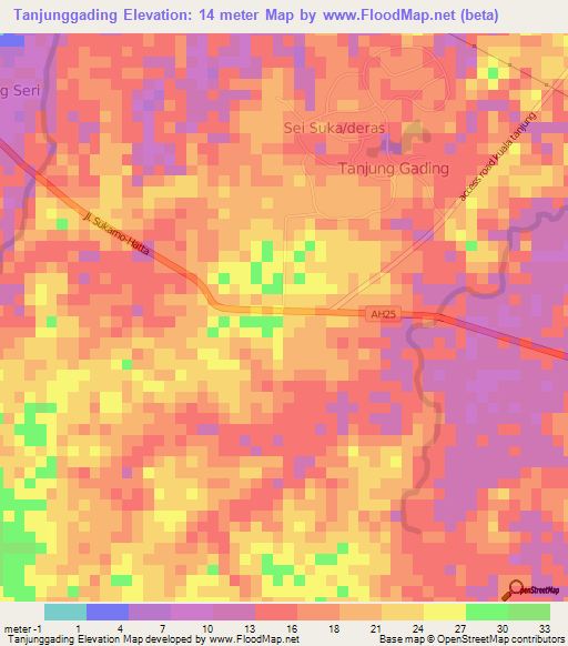 Tanjunggading,Indonesia Elevation Map