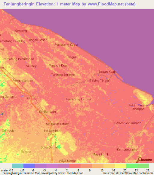 Tanjungberingin,Indonesia Elevation Map