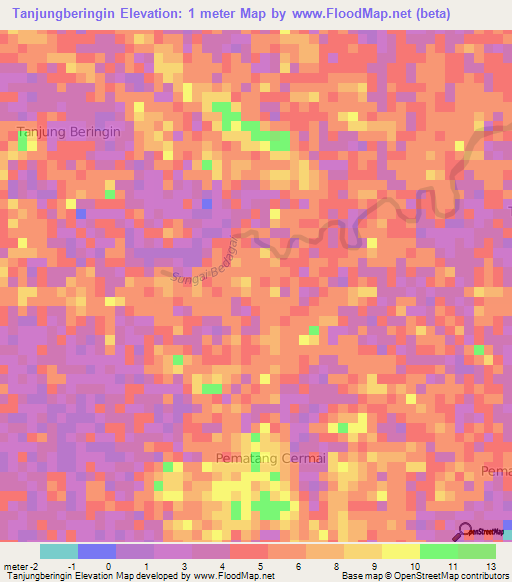 Tanjungberingin,Indonesia Elevation Map