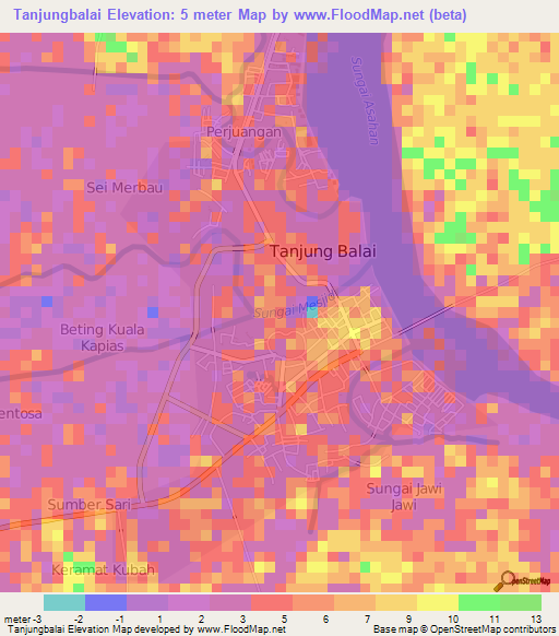 Tanjungbalai,Indonesia Elevation Map