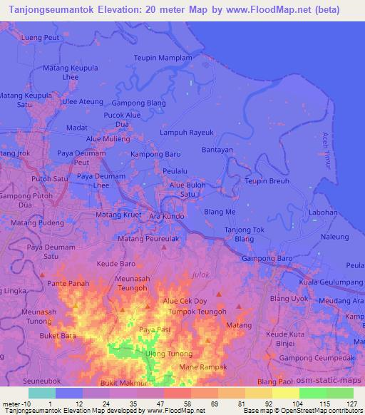 Tanjongseumantok,Indonesia Elevation Map