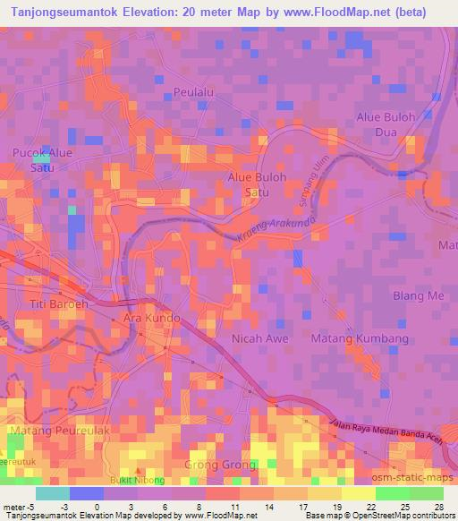 Tanjongseumantok,Indonesia Elevation Map
