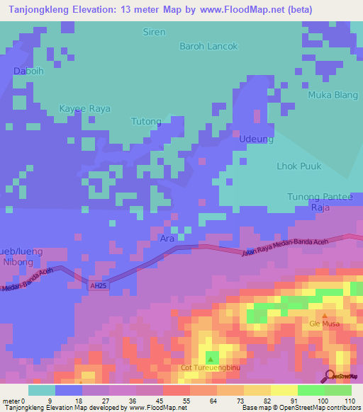 Tanjongkleng,Indonesia Elevation Map