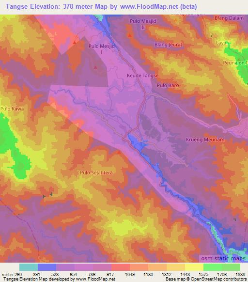 Tangse,Indonesia Elevation Map