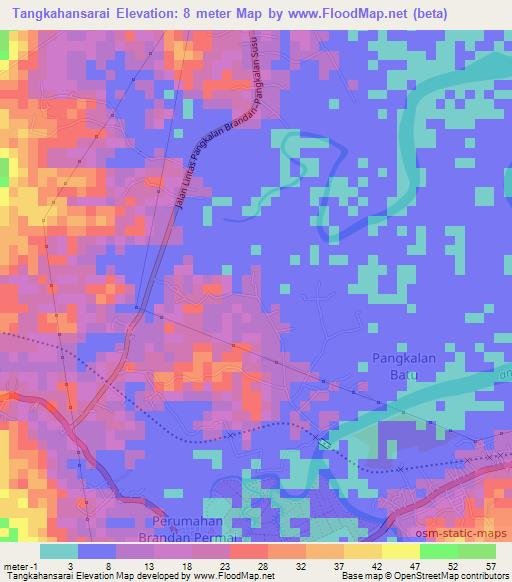 Tangkahansarai,Indonesia Elevation Map