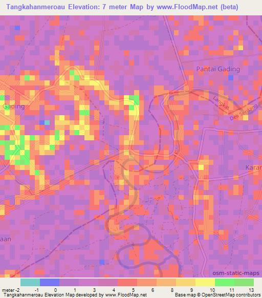 Tangkahanmeroau,Indonesia Elevation Map