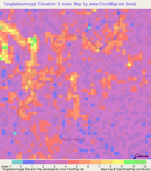 Tangkahanmergat,Indonesia Elevation Map