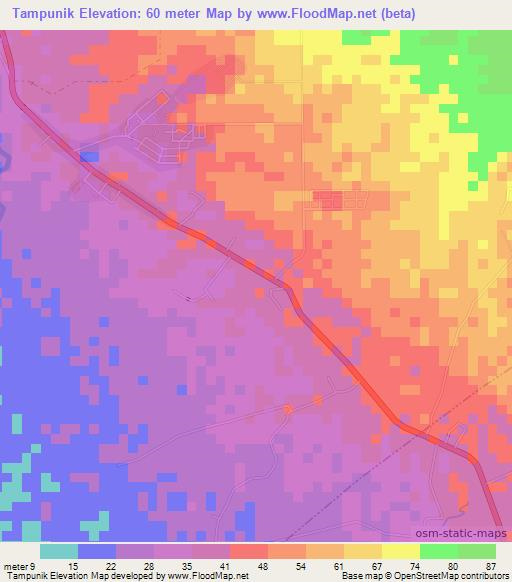 Tampunik,Indonesia Elevation Map