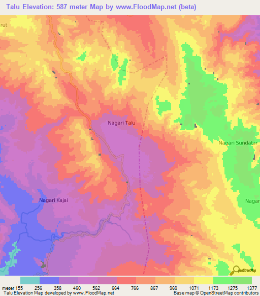 Talu,Indonesia Elevation Map