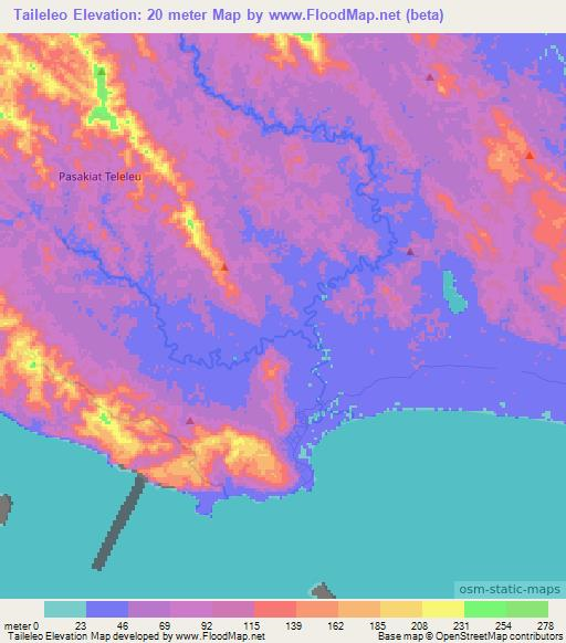 Taileleo,Indonesia Elevation Map