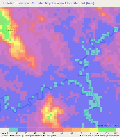 Taileleo,Indonesia Elevation Map