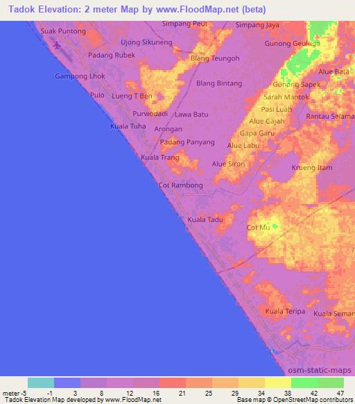 Tadok,Indonesia Elevation Map