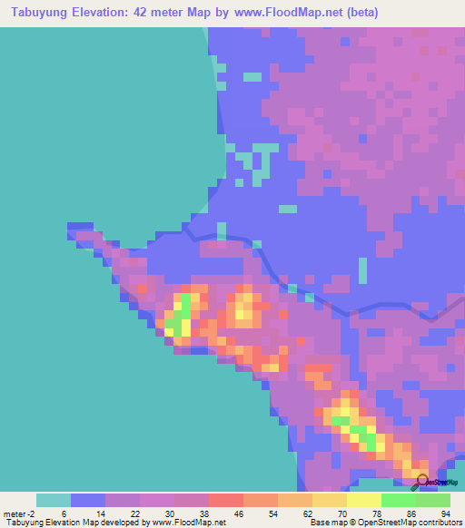 Tabuyung,Indonesia Elevation Map