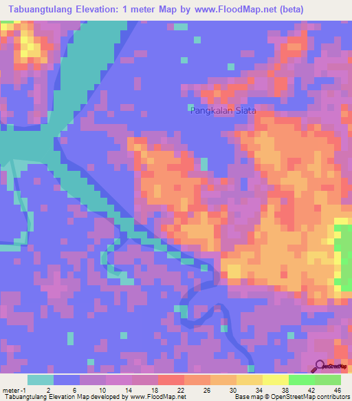 Tabuangtulang,Indonesia Elevation Map