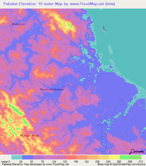 Pabekat,Indonesia Elevation Map