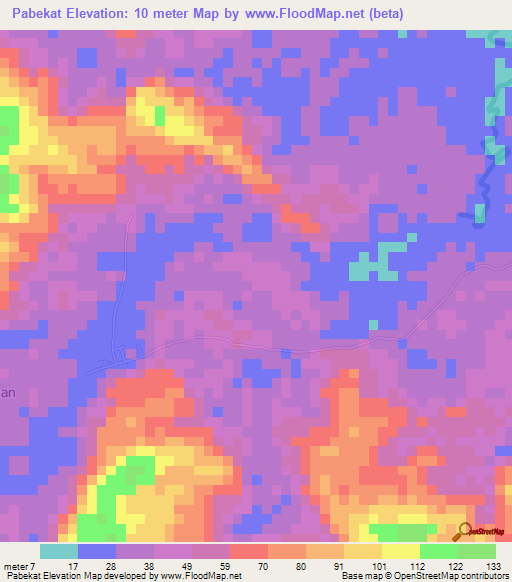 Pabekat,Indonesia Elevation Map