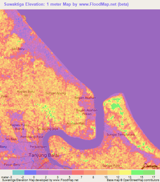 Suwaktiga,Indonesia Elevation Map