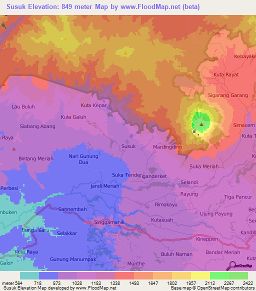 Susuk,Indonesia Elevation Map