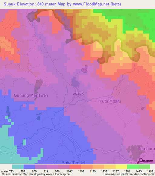 Susuk,Indonesia Elevation Map