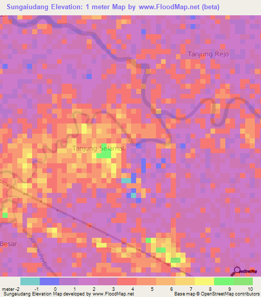 Sungaiudang,Indonesia Elevation Map