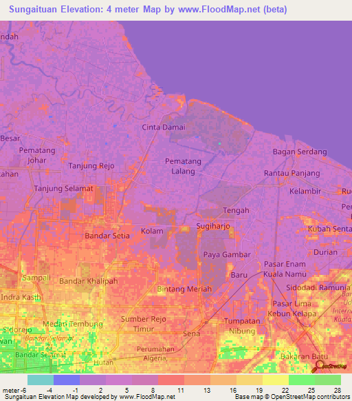 Sungaituan,Indonesia Elevation Map