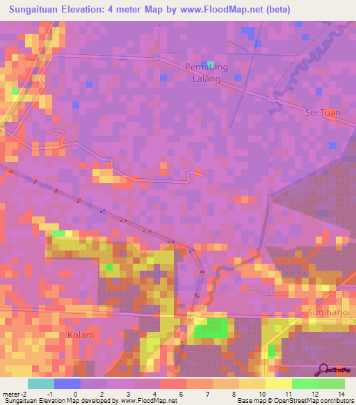 Sungaituan,Indonesia Elevation Map