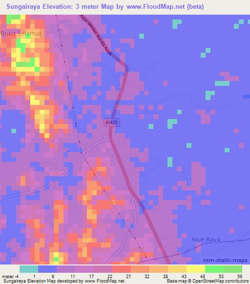 Sungairaya,Indonesia Elevation Map