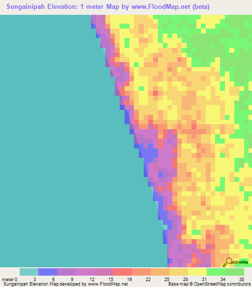 Sungainipah,Indonesia Elevation Map