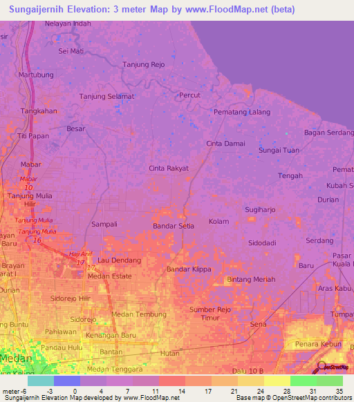 Sungaijernih,Indonesia Elevation Map