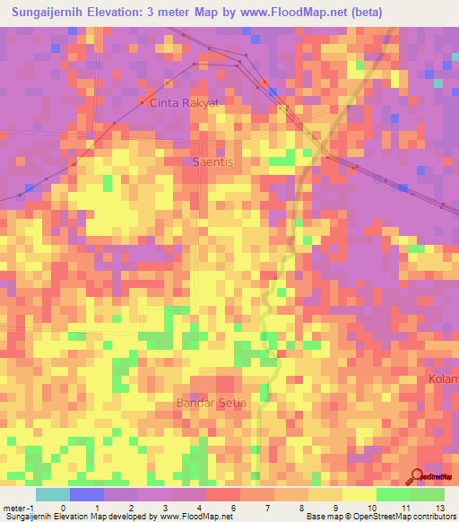 Sungaijernih,Indonesia Elevation Map