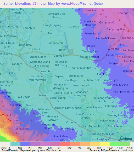 Sumel,Indonesia Elevation Map