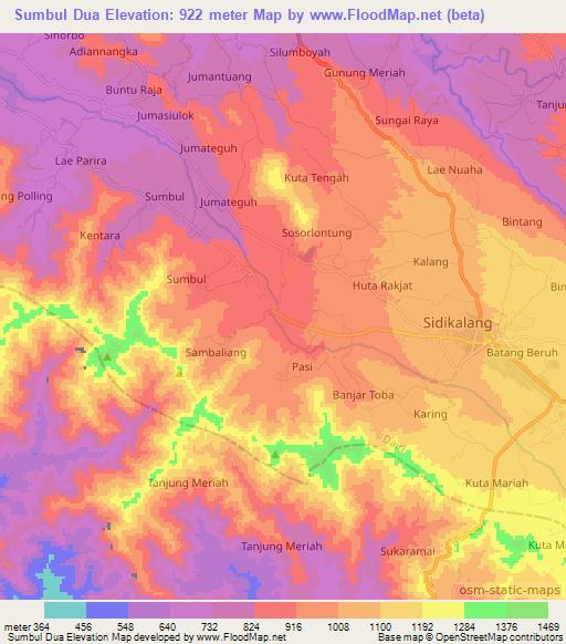 Sumbul Dua,Indonesia Elevation Map