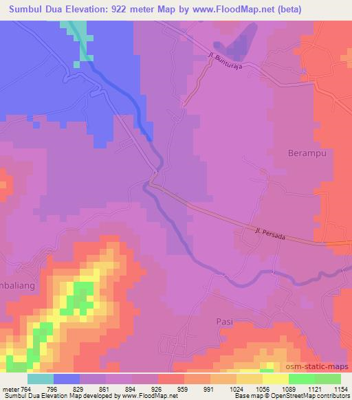 Sumbul Dua,Indonesia Elevation Map