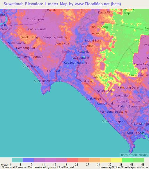 Suwatimah,Indonesia Elevation Map