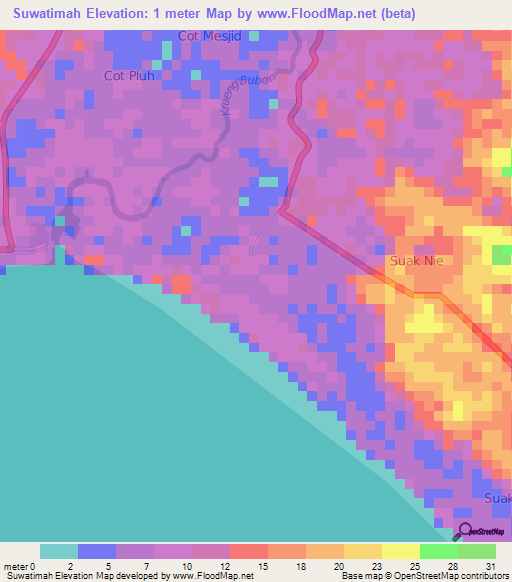 Suwatimah,Indonesia Elevation Map