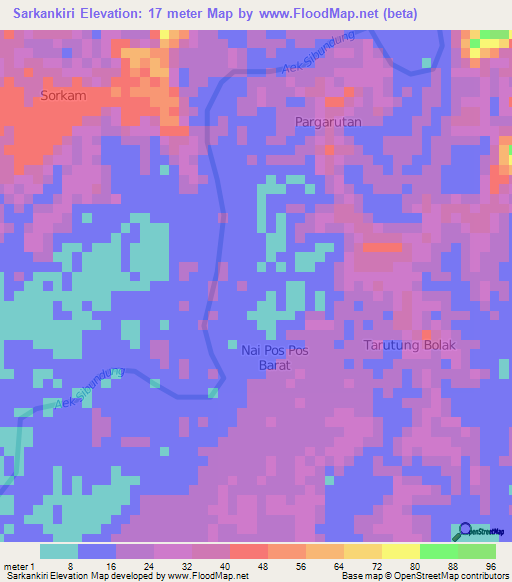 Sarkankiri,Indonesia Elevation Map