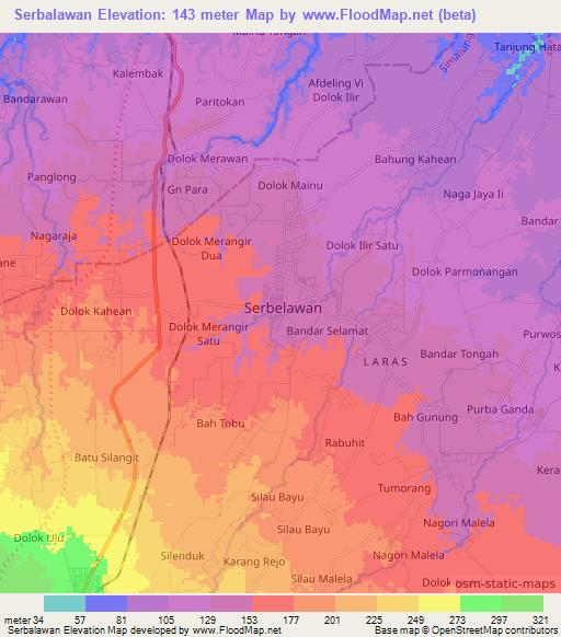 Serbalawan,Indonesia Elevation Map