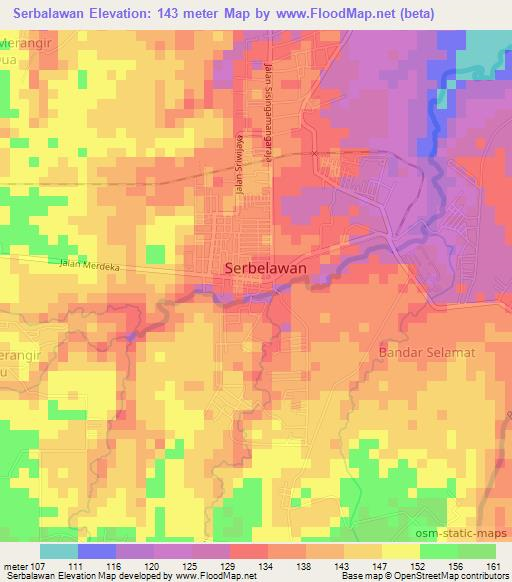 Serbalawan,Indonesia Elevation Map