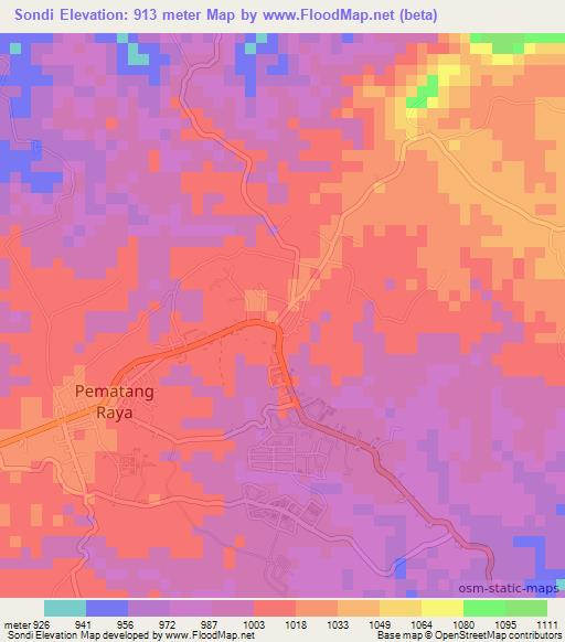 Sondi,Indonesia Elevation Map