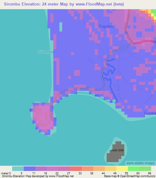 Sirombu,Indonesia Elevation Map