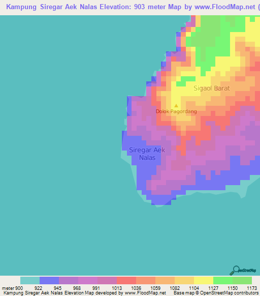 Kampung Siregar Aek Nalas,Indonesia Elevation Map