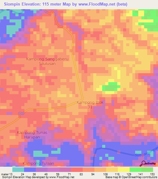 Siompin,Indonesia Elevation Map