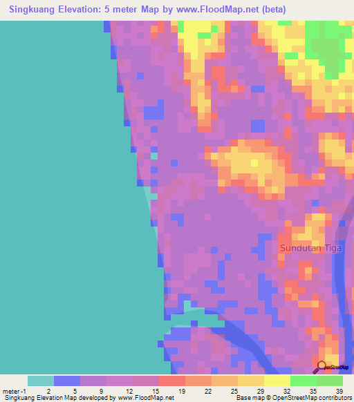 Singkuang,Indonesia Elevation Map