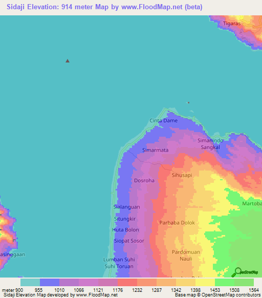 Sidaji,Indonesia Elevation Map